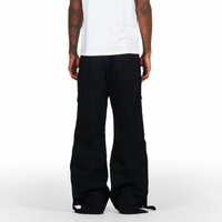 Großhandel Maßgeschneiderte Weite Denim-Hosen Baggy-Fit Schwarze Jeans für Herren Vielseitiger Stil Stacked Parachute Cargo-Jeans