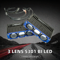 Phare de voiture Hongy 3 lentilles WL-67 3000K 6000K à grille LED 170W, projecteur Bi-LED 12V 17000lm