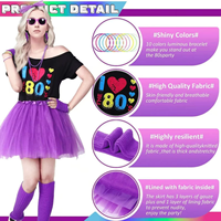 Ensemble de costumes sur le thème des années 80 pour femmes, t-shirt « J'aime les années 80 » et jupe en tulle avec accessoires pour Halloween, Noël et soirées disco rétro