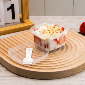 Caja Cuadrada para Pastel <span class=keywords><strong>de</strong></span> <span class=keywords><strong>Crema</strong></span>, Mousse o Mille-Feuille, Desechable, <span class=keywords><strong>de</strong></span> Grado Alimenticio, Transparente, <span class=keywords><strong>de</strong></span> PP, 120 ml, Envase Corto para Postres - Product Image 1