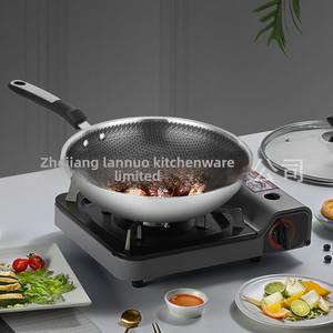 Poêle wok antiadhésive en acier inoxydable 304 véritable Batterie de cuisine plate sans fumée compatible avec l'induction pour un usage domestique - Product Image 1