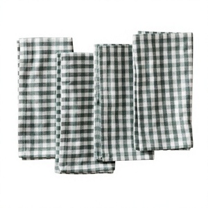 Serviettes en coton à carreaux verts 4 pièces 70x120cm Lavables en machine Décoration de table classique Tissu rectangulaire à motifs - Product Image 1