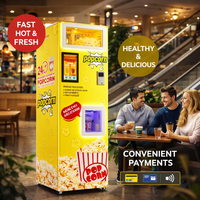 Distributeur automatique de pop-corn robotisé à monnayeur 220V, état neuf, pour pop-corn au caramel, 1800W, usage commercial, 3 min