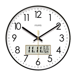 Yipula นาฬิกาแขวนผนังดิจิตอลควอทซ์14นิ้วปฏิทินถาวรดีไซน์หน้าเดียวห้องนั่งเล่นใช้เข็มพลาสติกร่วมสมัย - Product Image 4