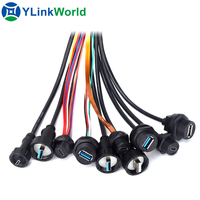 Conector USB 2,0 3,0 a prueba de agua, cable de datos tipo C, macho, hembra, enchufe circular, PCB, mini micro USB, adaptador de cable
