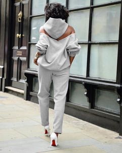 Fall Winter Ladies Long Sleeve Zipper Open Back Hoodie Suit Women Clothes Two 2 Piece <strong>Jogger</strong> Set <strong>Outfit</strong> Tracksuit Sweatsuit - Product Image 3