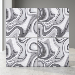 Carreaux de sol en porcelaine polie numérique bleu luxueux 40x40cm, finition brillante, design d'intérieur - Product Image 1
