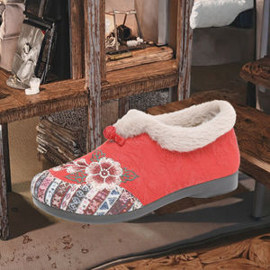 5900 - Bottes en fourrure douce et confortables style Pékin Ancien, à enfiler, motif floral, hiver, coton brodé, tendance ethnique - Product Image 3