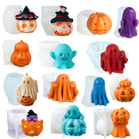 Moule à gâteau en silicone de qualité alimentaire pour Halloween, citrouille, fantôme, résistant à la chaleur, écologique, réutilisable, moule à bougie aromatique, zombie, diable
