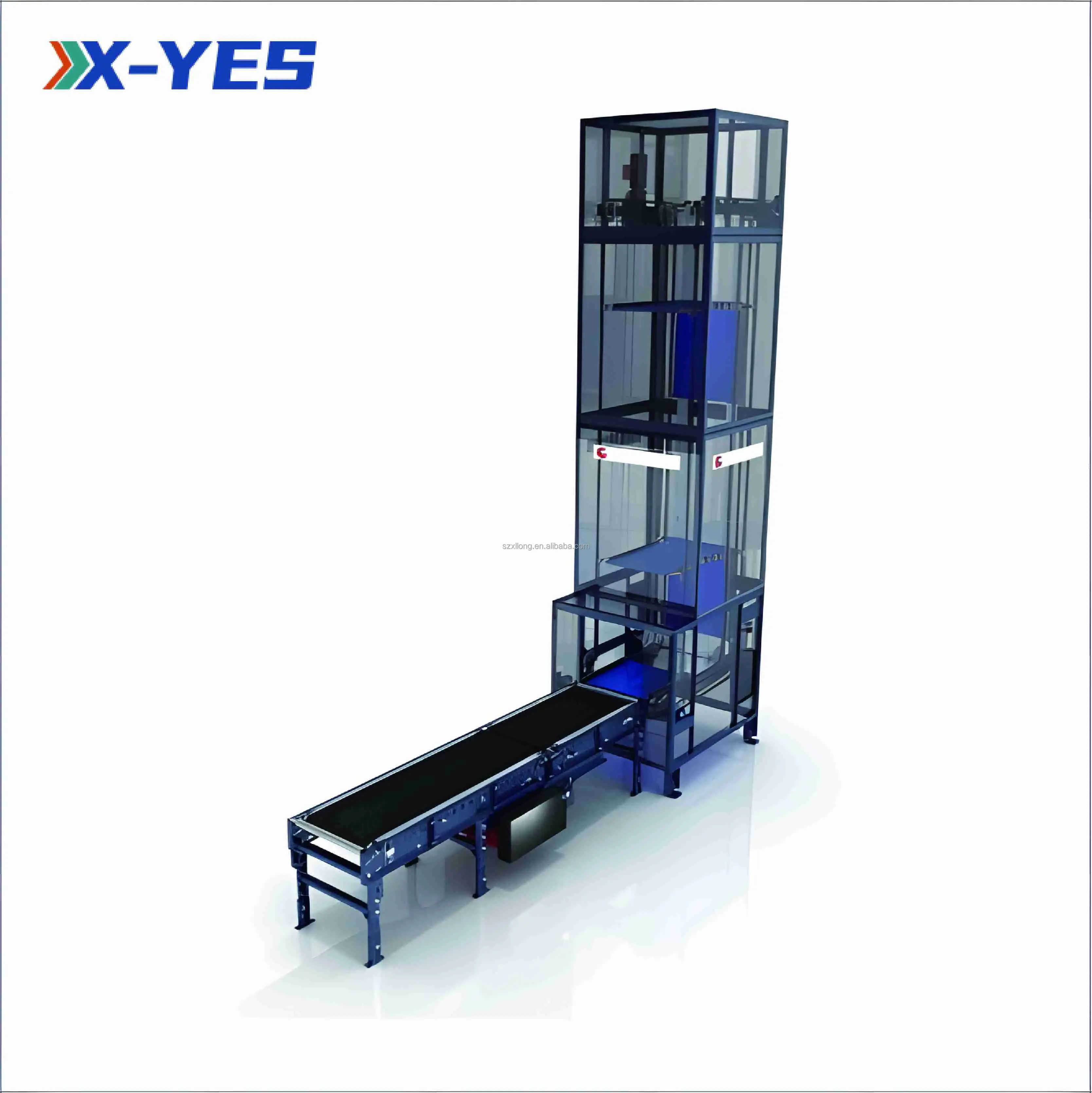 X-YES 다층 운송 박스 연속 수직 컨베이어 수직 리프트 팔레트 컨베이어