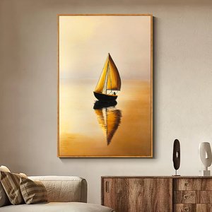 Póster <span class=keywords><strong>de</strong></span> Arte Abstracto Minimalista con Elementos <span class=keywords><strong>de</strong></span> Veleros, Pintura Moderna para Decoración del Hogar, Mural <span class=keywords><strong>de</strong></span> Lienzo Pintado a Mano - Product Image 2