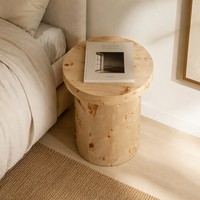 Table basse moderne en bois ronde pour petits espaces, tables d'appoint pour salon et bureau, table d'appoint tambour en bois naturel
