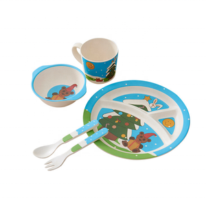 Service de vaisselle pour bébés, <span class=keywords><strong>assiette</strong></span> saine mignonne avec <span class=keywords><strong>compartiment</strong></span>, en fibre de <span class=keywords><strong>bambou</strong></span>, assiettes pour enfants, vente en gros d'usine - Product Image 1