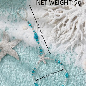 สร้อยข้อเท้ารูปดาวคริสตัลไรน์สโตนเลียนแบบมุกชุบเงินเครื่องประดับปาร์ตี้สตรีโบฮีเมีย - Product Image 4