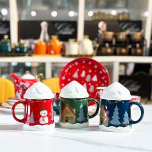 Nouvelles tasses en céramique mignonnes de Noël 2025, tasses à eau pour la maison, tasses de bureau avec couvercles - Product Image 2