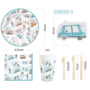 Vajilla Personalizada DAMAI para Fiestas, Juego de Vajilla con Temática de Autos, Juego de Vajilla Desechable de Papel para Fiestas de Cumpleaños Infantiles - Product Image 6