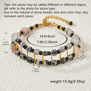 Collier de perles en pierre naturelle à la mode réglable pour femmes avec éléments de conception géométrique plaqués or pour tenues décontractées festives - Product Image 5