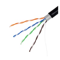 Cable UTP Cat5e sin blindaje para interiores/exteriores, 305m, conductor OFC, revestimiento de PE+PVC, gris/negro, -40C~+70C, 4 pares, 8 núcleos, en bobina de madera
