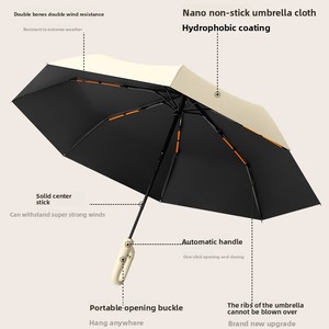 Paraguas Plegable Sunday Moderno Semiautomático con Hebilla de Anillo, 21 Pulgadas, 8 Varillas, 105 cm, Nailon 190T, Doble Uso, Protección contra la Lluvia para Viajes - Product Image 2