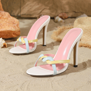 Nouvelles sandales à talons hauts ultra fins, style féerique, polyvalentes, à bout ouvert et rond, à enfiler, sexy, pour l'été - Product Image 4