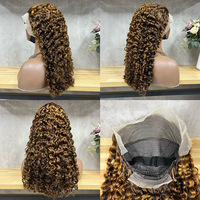 Perruque en cheveux humains bouclés du Myanmar pour le commerce extérieur, perruque frontale en dentelle, couvre-chef, couleur naturelle
