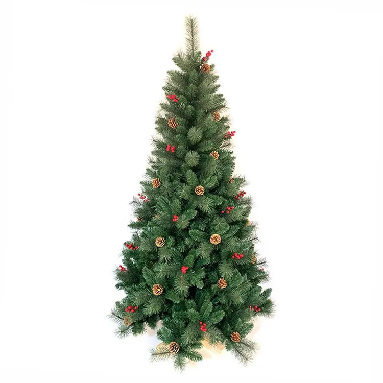 Hot Sale 6ft Kiefern nadel und PVC gemischt in China Großhandel künstliche Weihnachts bäume mit Holzfüßen gemacht