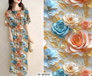30s <b>Floral</b> Design Digital Print Fabric 110GSM Fashion Patterns for Summer <b>Women</b> Dress Men <b>Women</b> and Kids Shirt Fabric - Product Image 4