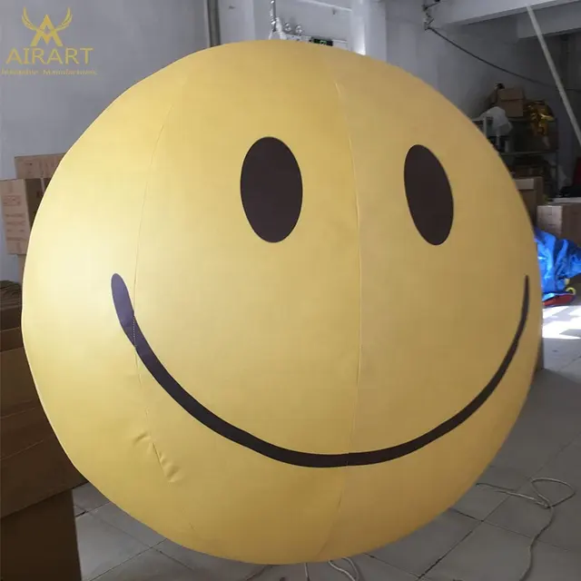 Bola sonriente colgante para eventos, iluminación LED, inflable, cara sonriente