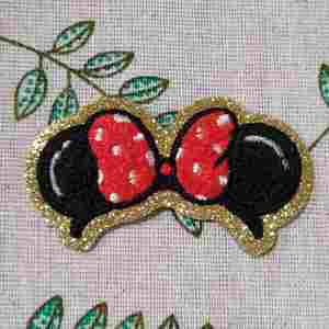 Hot Sale Iron On/self Sticker Gold Glitter Edge Embroidered Cute Cartoon Sun Paw Cloud rainbow Star Chenille Patch - Product Image 5