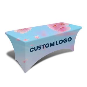 Fitted Design Waterproof Polyester Spandex Stretch Fabric Custom Logo Printed <b>Table</b> Cover for Trade Shows - Product Image 2