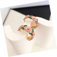 Anting-anting enamel camellia warna-warni vintage Prancis asli, anting-anting kancing bentuk C segar, perhiasan untuk anak perempuan