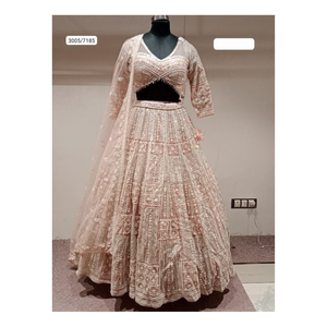 Elegante Georgette y Lehenga bordado de red para mujeres, perfecto para funciones Mehndi, recepciones Sangeet y celebraciones festivas - Product Image 5