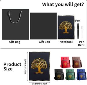 Set Regalo Premium Vebermo con Design Albero della Vita, Taccuino con Penna e Ricarica, Agenda Executive A5 con 200 Pagine a Righe, Confezione Regalo e Borsa, Nero - Product Image 2