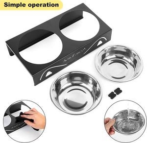 ชามสเตนเลส2อันสำหรับแมวและลูกสุนัขชามอาหารแมวแบบปรับเอียงได้15 ° กันอาเจียน - Product Image 1