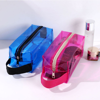 Quantité minimale de commande bas seulement 50 pièces personnalisé transparent néon coloré PVC cosmétique maquillage toilette soins de la peau Kits pochette étanche en plastique cadeau sac