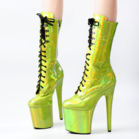 Bottines de danse pôle à lacets 8 pouces, Laser, nouveau Style, discothèque, talons dénudeurs, danseuse exotique, spectacle sur scène, gothique pour femmes
