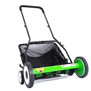 20-Inch Hand Push Reel Lawn Mower with Grass Catcher Manual Garden Lawn Mower Light-Weight Height Adjustable