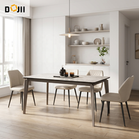 Tables à dîner turques modernes blanches avec chaises de salle à manger en tissu/cuir bicolore pour la maison, ensemble pour quatre personnes