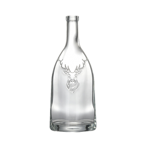 Bouteilles à spiritueux en verre personnalisées <span class=keywords><strong>de</strong></span> 70 cl <span class=keywords><strong>avec</strong></span> logo <span class=keywords><strong>de</strong></span> tête <span class=keywords><strong>de</strong></span> <span class=keywords><strong>cerf</strong></span> en relief, bouteilles ovales en schiste pour vodka, <span class=keywords><strong>whisky</strong></span>, rhum <span class=keywords><strong>avec</strong></span> bouchon en liège - Product Image 1