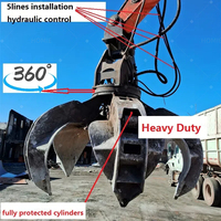 Grappin à ferraille hydraulique robuste personnalisé à 4/5/6 griffes pour excavatrice de 12 à 40 tonnes, idéal pour la démolition et la manipulation de ferraille.