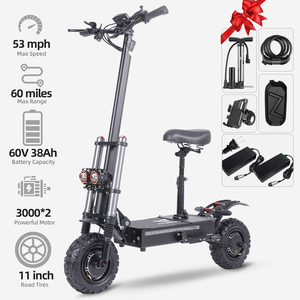 สกู๊ตเตอร์ไฟฟ้าแบบพับได้สำหรับผู้ใหญ่ Freeboy J30 60V 38Ah ขนาด 11 นิ้ว ยางสุญญากาศสำหรับขับขี่ออฟโรด กำลังมอเตอร์ 3000W มอเตอร์คู่ ขับเคลื่อนทุกสภาพพื้นผิว - Product Image 3