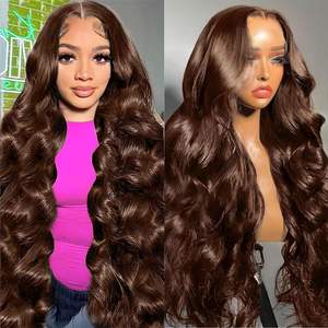 13x6 hd फीता ललालाट सफेद भारतीय बाल चॉकलेट शरीर की लहर मानव बालों को चपलता हुआ - Product Image 2