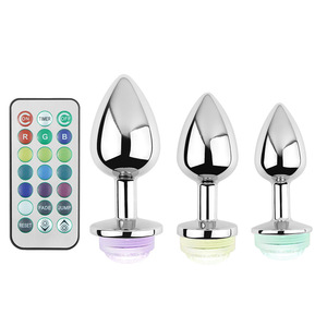 Tapón Anal <span class=keywords><strong>de</strong></span> Metal con <span class=keywords><strong>Luces</strong></span> LED <span class=keywords><strong>de</strong></span> Alta Calidad, Tapón Anal con Control Remoto que Cambia <span class=keywords><strong>de</strong></span> Color y se Ilumina - Product Image 1
