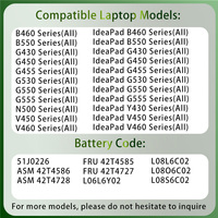 Batterie d'ordinateur portable OEM d'usine L06L6Y02 L08L6C02 L08S6C02 pour les séries Lenovo G430 G450 G455 G530 G550 G555 N500 V450 V460P B460 B550L