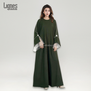 Ultima Novità EID Abaya Musulmana <span class=keywords><strong>Abbigliamento</strong></span> Islamico Donna Elegante Abaya Nera Chiusa in Pizzo Nida Dubai Abiti Modesti da Donna - Product Image 3