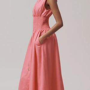 Vestido Elegante sin Mangas con Cuello en V, de Algodón Plisado, con Cierre, Casual, Sexy, con Tirantes Finos, Corte en A, para Mujer, en Oferta - Product Image 3