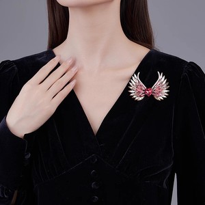 Broche de Cristal con Forma de Corazón y Alas de Ángel, Chapado en Oro Rosa, Joyería de Moda para Mujer, Accesorio de Regalo para Boda o Compromiso - Product Image 2