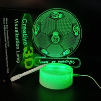 Tablero de mensajes borrable de alta calidad, luces nocturnas, producto caliente 2024, regalos para fanáticos del fútbol, lámpara de ilusión 3D con bases de grietas de bolígrafo