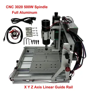 Full Aluminum Linear Guide Rail Mini CNC Router 3020 500W USB CNC Engraving Machine Limit Switch PCB Milling Cutting Machine