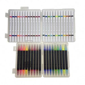 Wholesale Custom 12 <b>18</b> 24 100 Colors Black White Water Base Dual Tip Fineliner Brush Marker Pen Set - Product Image 3